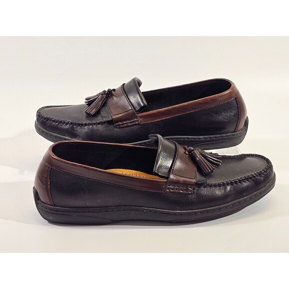 KSD Men's 13 Cole Haan Brown/Black Leather Saddle Tassel Loafers Driving shoes - Picture 4 of 8